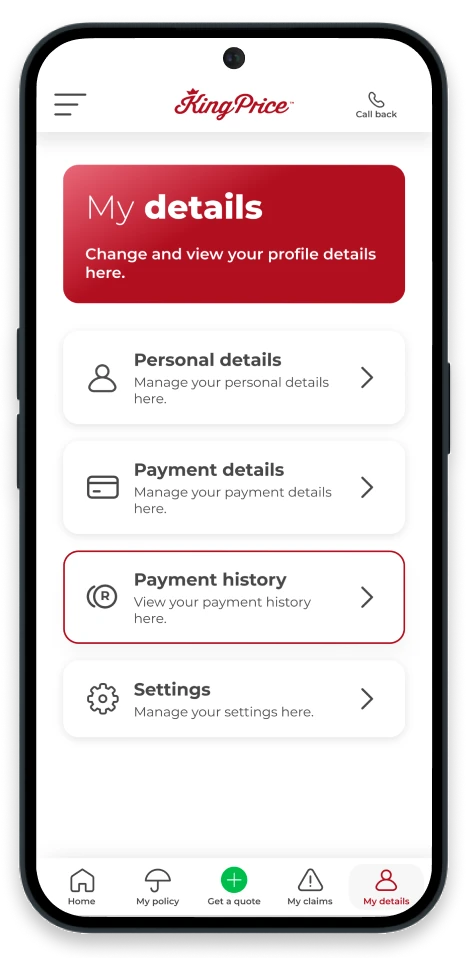 Manage my policy - App SSP Image - South Africa
